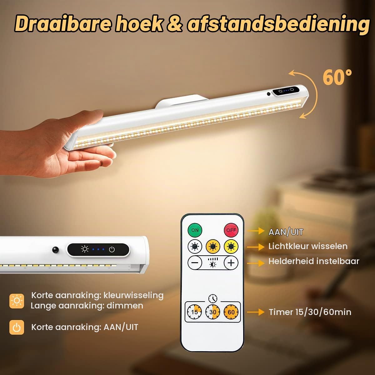 Detalle 2 de Hapfish YZYK350-WH02 magnetische oplaadbare kastlamp, dimbaar