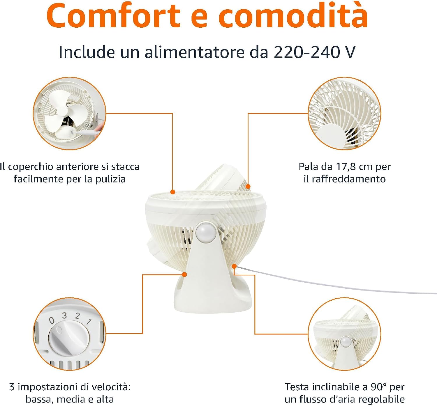 Detalle de Ventilatore da tavolo 18 cm silenzioso