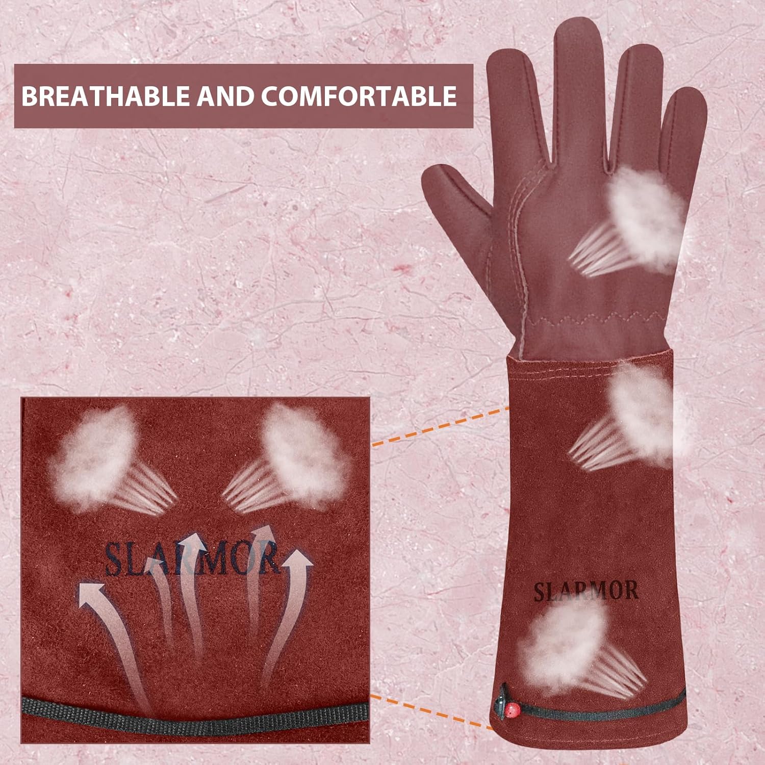 Thumbnail 3 de SLARMOR Leather Gardening Gloves for Women and Men – Thorn-Proof Cowhide with Forearm Protection
