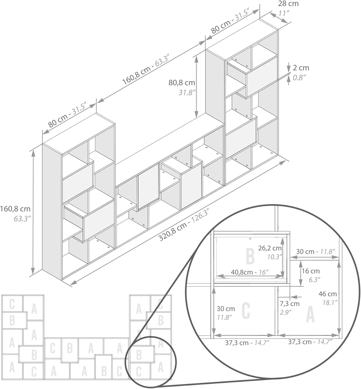 Thumbnail 5 de Mobili Fiver Mur TV Iacopo — Noyer américain avec Portes, meuble TV design jusqu’à 65