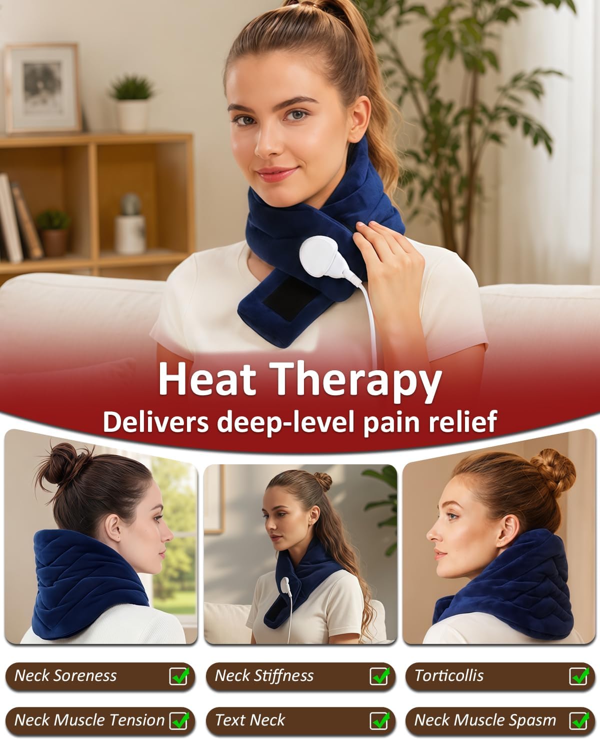 Detalle 2 de Kedite Electric Neck Heating Pad, 86–158°F Adjustable Heat, 10–90-Minute Timer