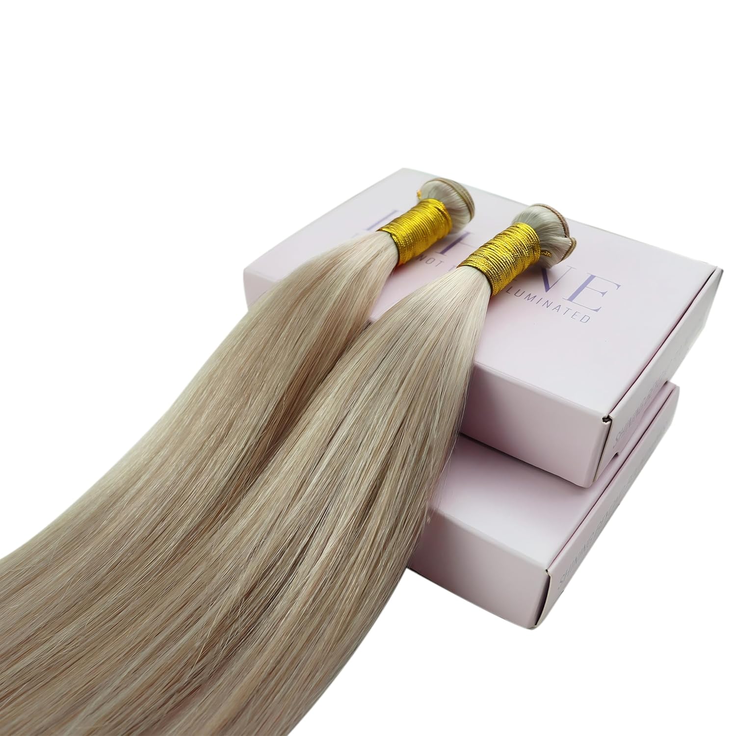 Thumbnail 6 de Fshine Echthaar Tressen zum Einnähen (60 cm, 60 g) – Remy Haar Weft Extensions in Aschblond Highlighted Hellblond