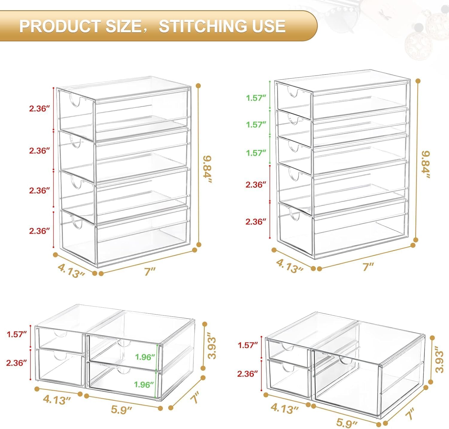 Detalle 2 de caktraie Makeup Organizer 16 Drawers