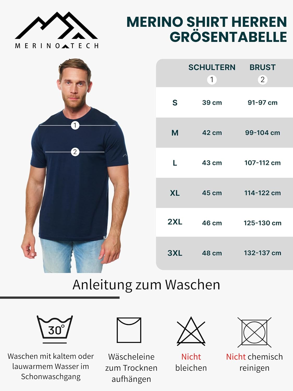 Thumbnail 5 de Merino.tech Premium Merino Shirt Herren Kurzarm – 100% Merino + Wanderwollsocken