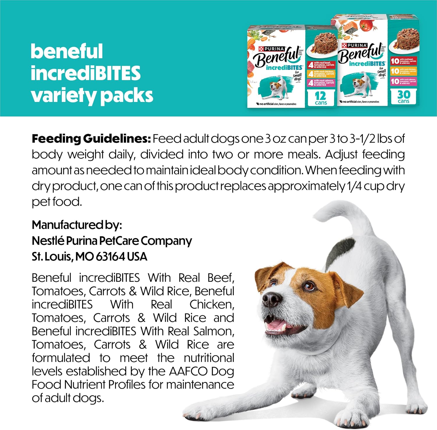 Thumbnail 6 de Purina Beneful Small Breed Wet Dog Food Variety Pack in Gravy (3 oz cans) — Real Beef, Chicken & Salmon
