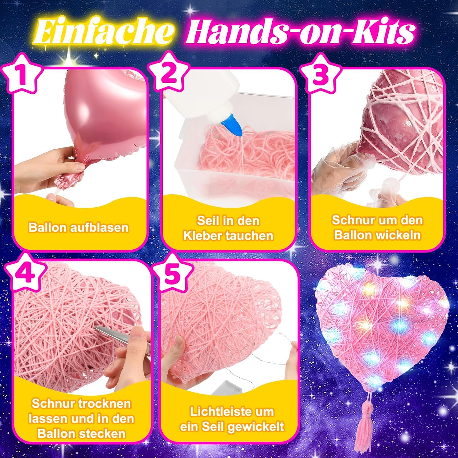 Thumbnail 2 de Hapikids Basteln 8–12 Jahre 3D String Art Geschenk