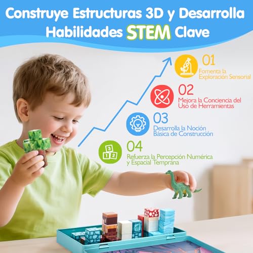 Detalle de hahaland Construcciones Magnéticas de Viaje: 52 Piezas Magnéticas para Niños de 3 a 6 años