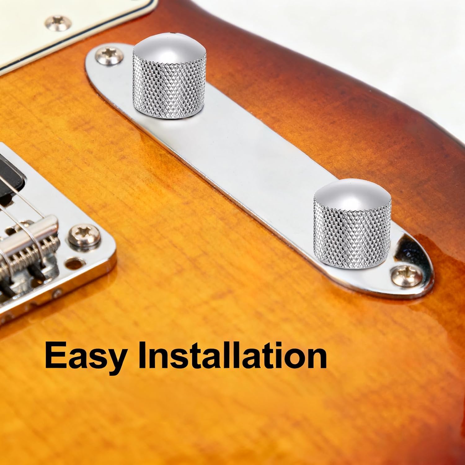 Thumbnail 4 de Pxyelec 4Pcs Premium Metal Silver Guitar Knobs for Volume & Tone — Easy Installation, Wide Compatibility