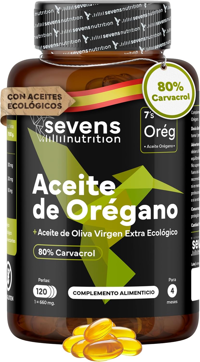 Detalle de Aceite de Orégano Cápsulas Orgánico 80% Carvacrol 120 cápsulas