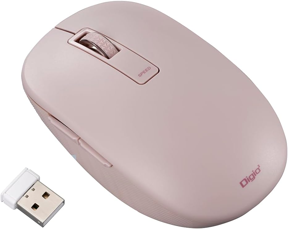 Detalle de ナカバヤシ Digio2 Z0190 ワイヤレスマウス 静音5ボタン BlueLED ピンク 高さ34mm