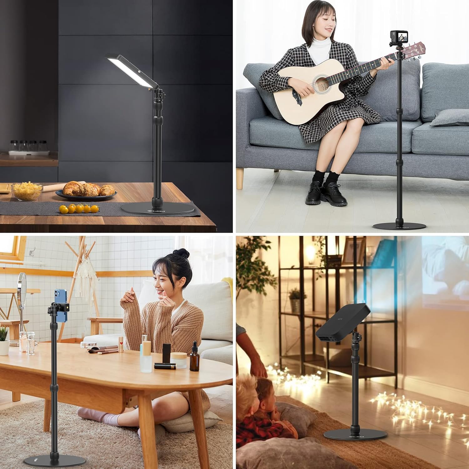 Detalle de Jusmo LS09 Aluminum Projector Floor Stand (1/4-inch) for Nebula/XGIMI and Cameras, Adjustable 16.5–34.6 in