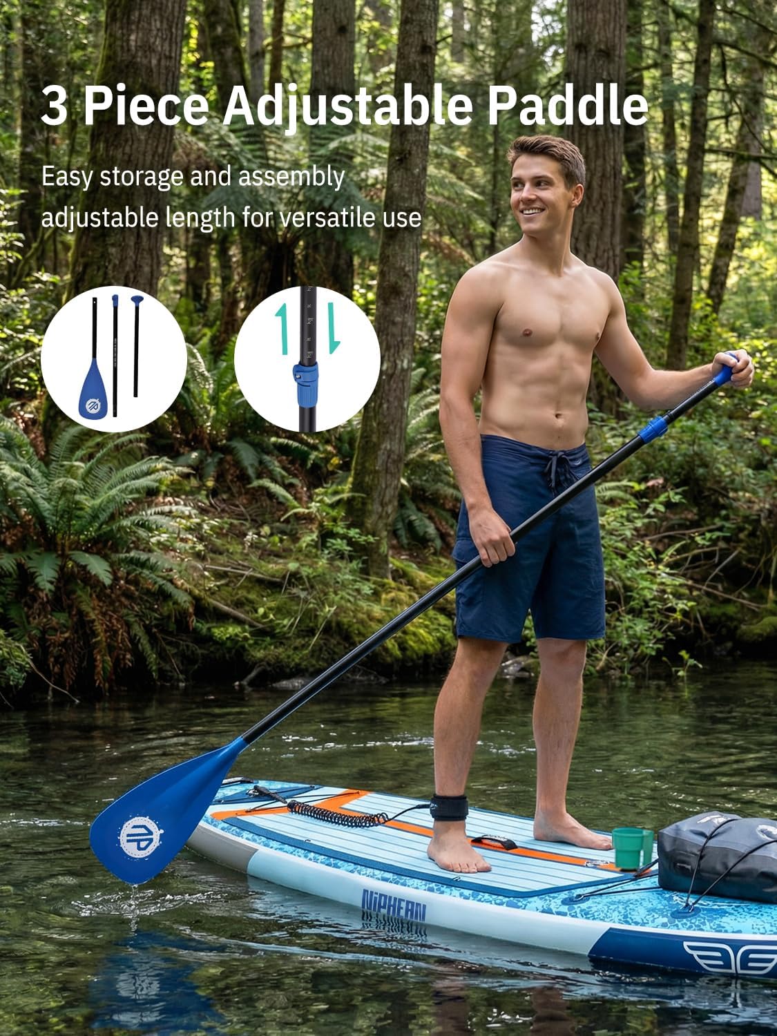 Thumbnail 6 de Niphean (Extra Large) Inflatable Paddle Board (SUP) for 2+1 People, 500 lbs Capacity with Accessories