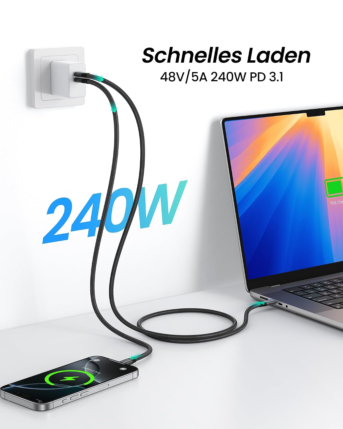 Detalle 1 de Silkland USB4 Datenkabel 80 Gbps, 0,5 m