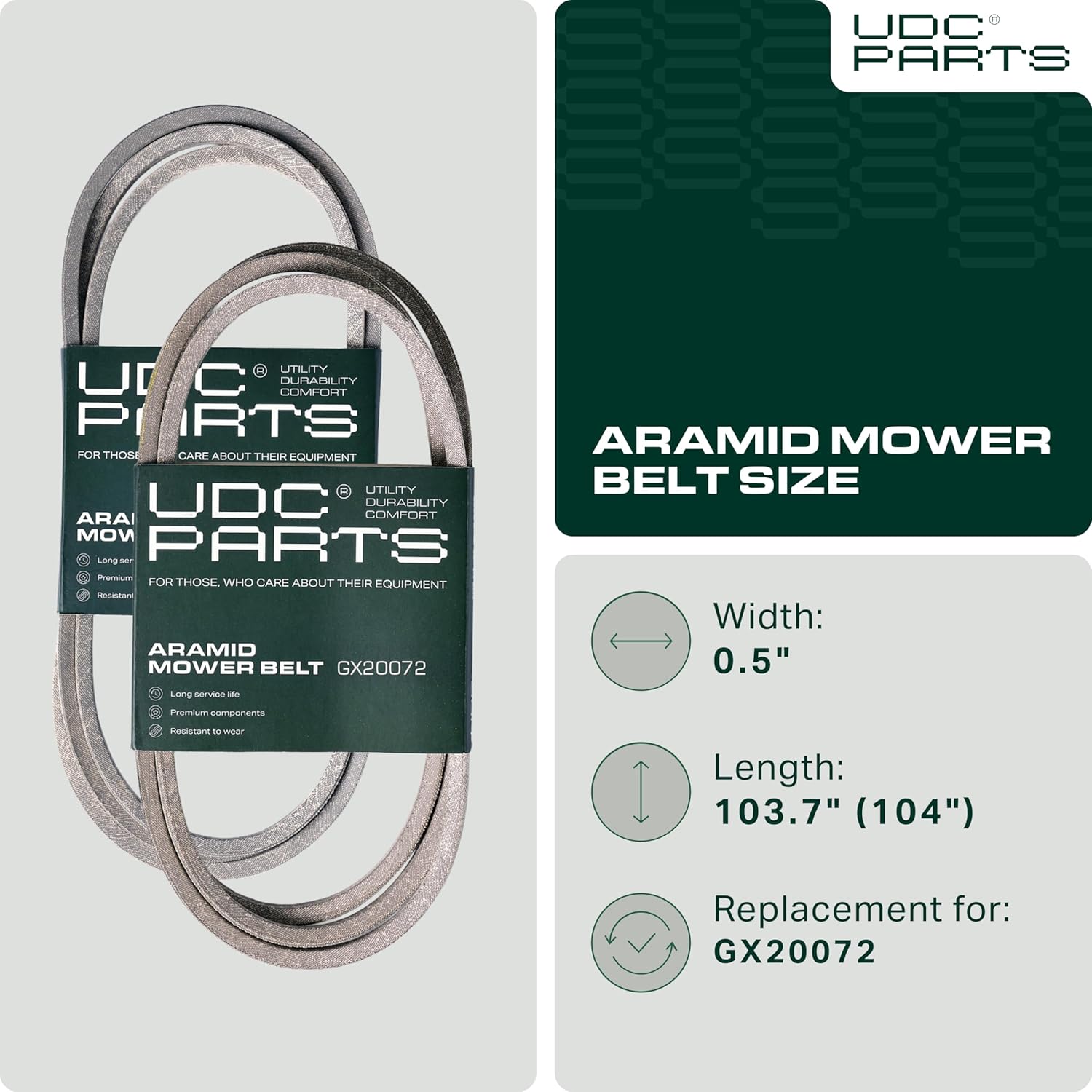 Thumbnail 1 de UDC Mower Belts GX20072 42-inch Deck Belt Replacement (Kevlar cord)