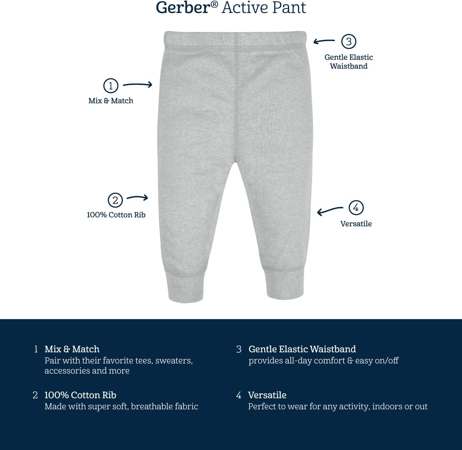 Detalle de Onesies Brand Baby Pants — Four-Pack Essentials for Everyday Comfort