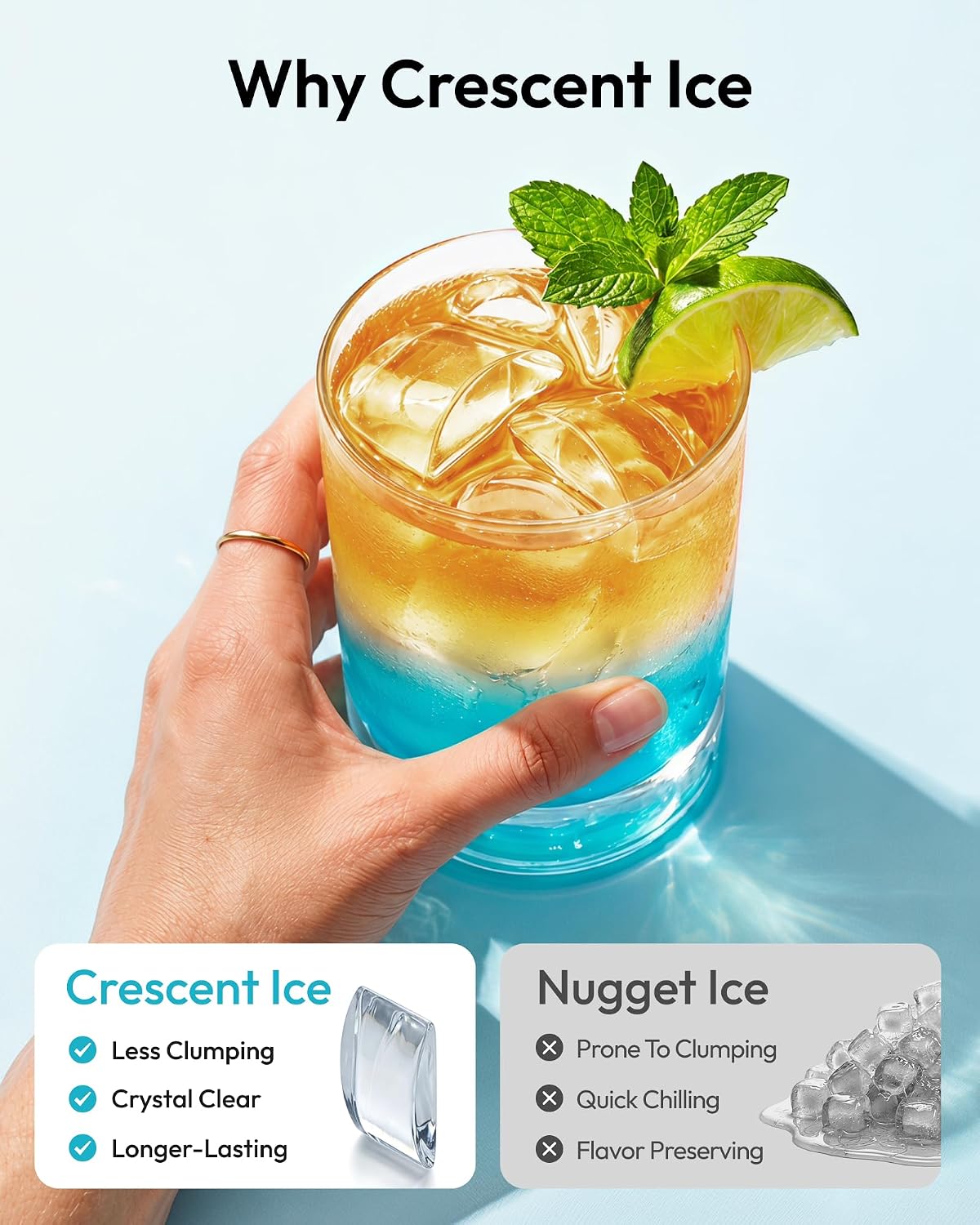 Detalle de EUHOMY IM-LunaArc Countertop Crescent Ice Maker, 16 Cubes in 12 Minutes