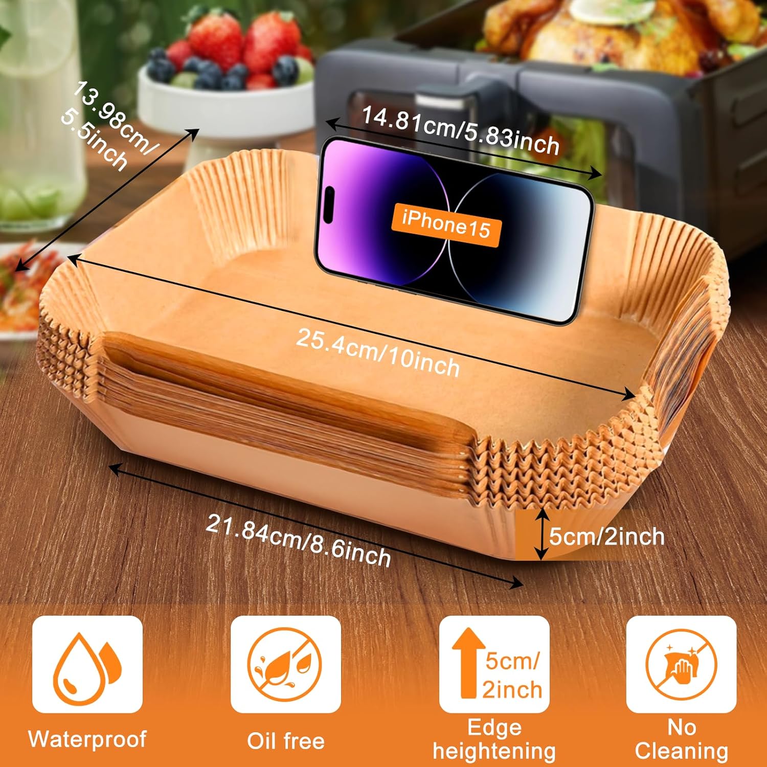 Detalle 2 de 200PCS Air Fryer Liners for Ninja 8.6 x 5.5 in