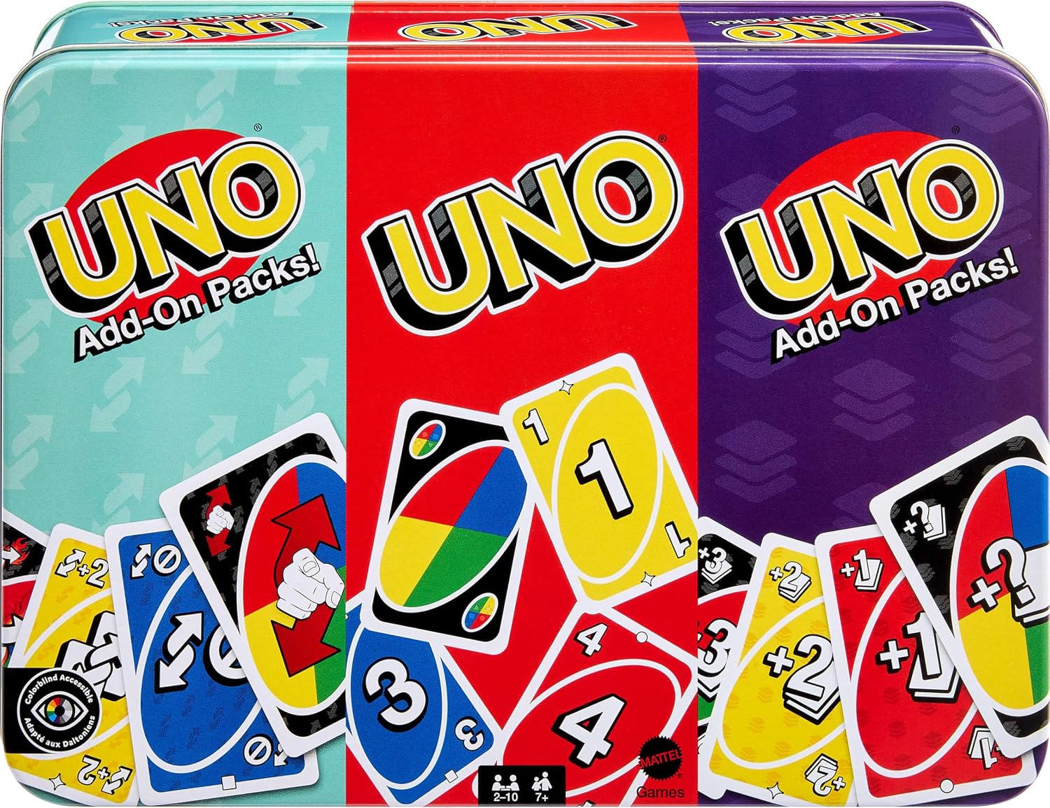 Detalle de Mattel Games UNO Card Game with 2 Add On Packs and Storage Tin