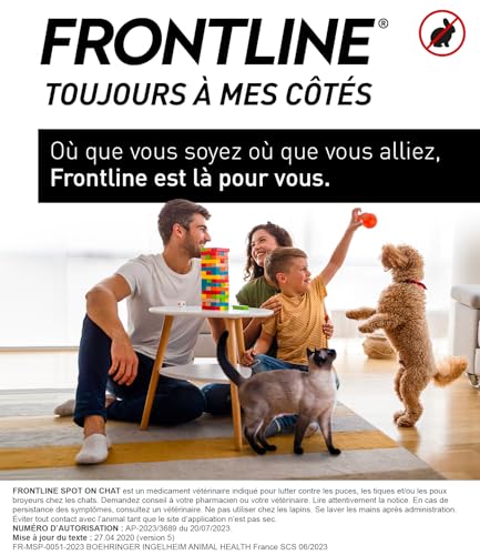Detalle de FRONTLINE Spot On Chat – Anti-puces, tiques et poux pour chats (6 pipettes) – Fabriqué en France