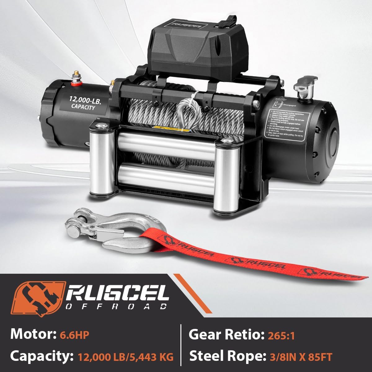 Detalle 2 de RUGCEL WINCH 12000lb Waterproof Electric Winch 12V ๐