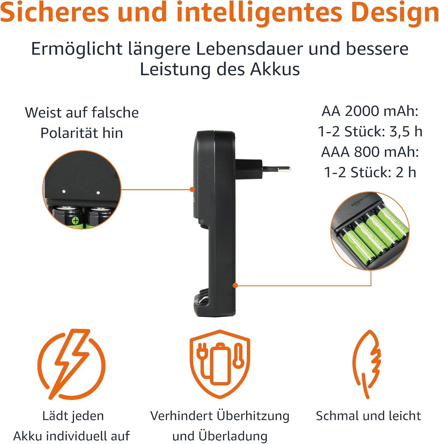 Thumbnail 2 de Amazon Basics wiederaufladbar NiMh Batterien (4 AA & 4 AAA) mit Ladegerät – 8 Stück, EU-Stecker