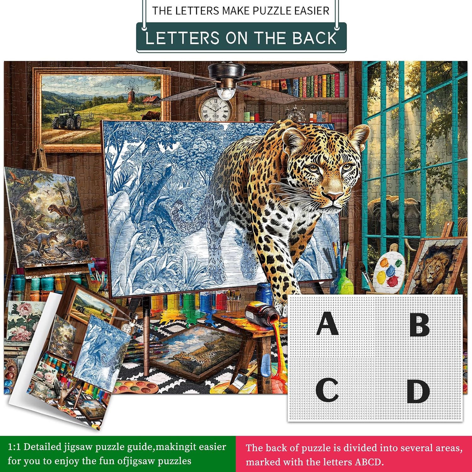 Thumbnail 2 de Puzzle mit 1000 Teilen „Mighty Leopard“ (Studio-Szene) – Erwachsene & Familien