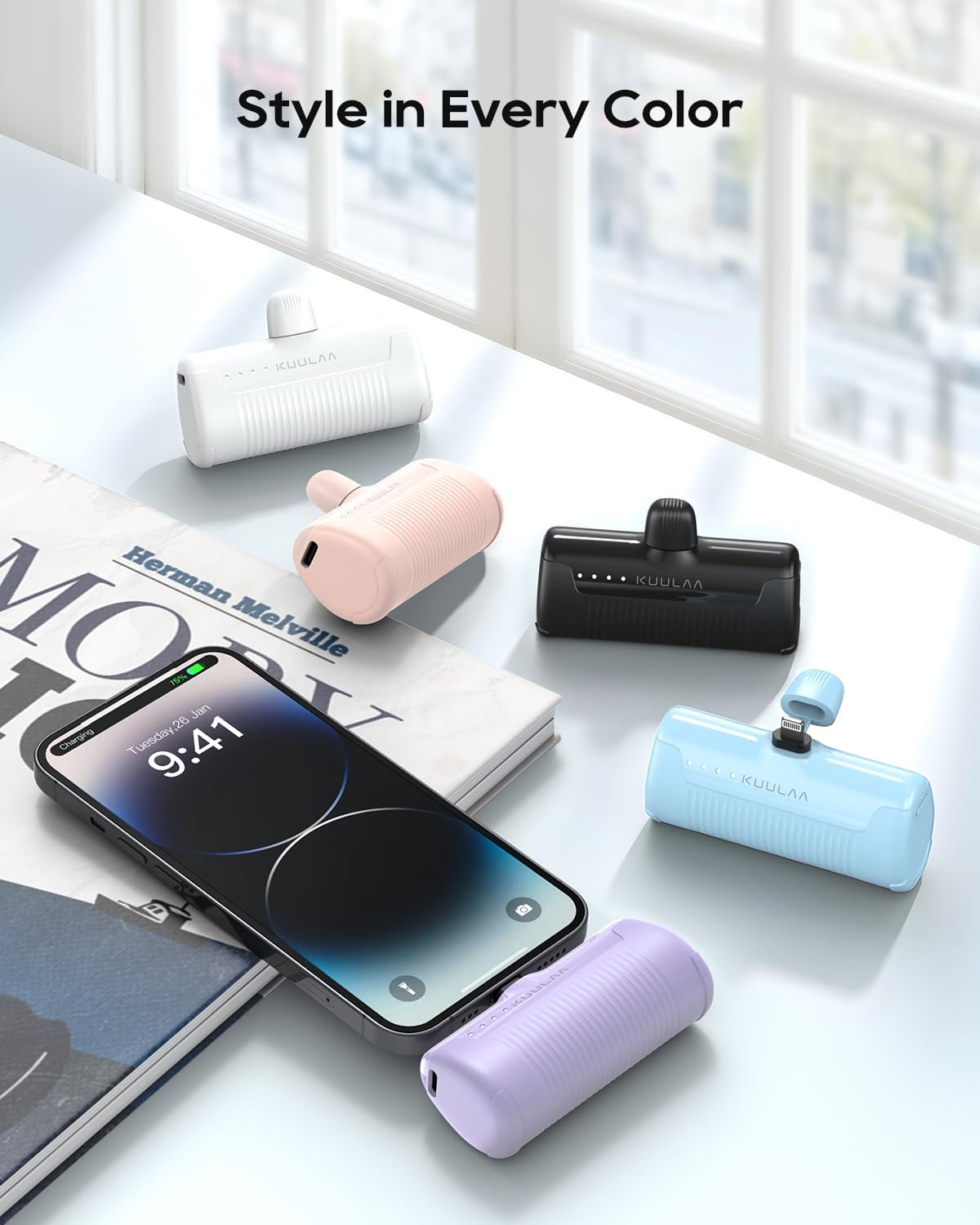 Thumbnail 4 de Kuulaa Mini Power Bank (4500mAh) with built-in iOS plug for iPhone—lipstick-sized portable charger