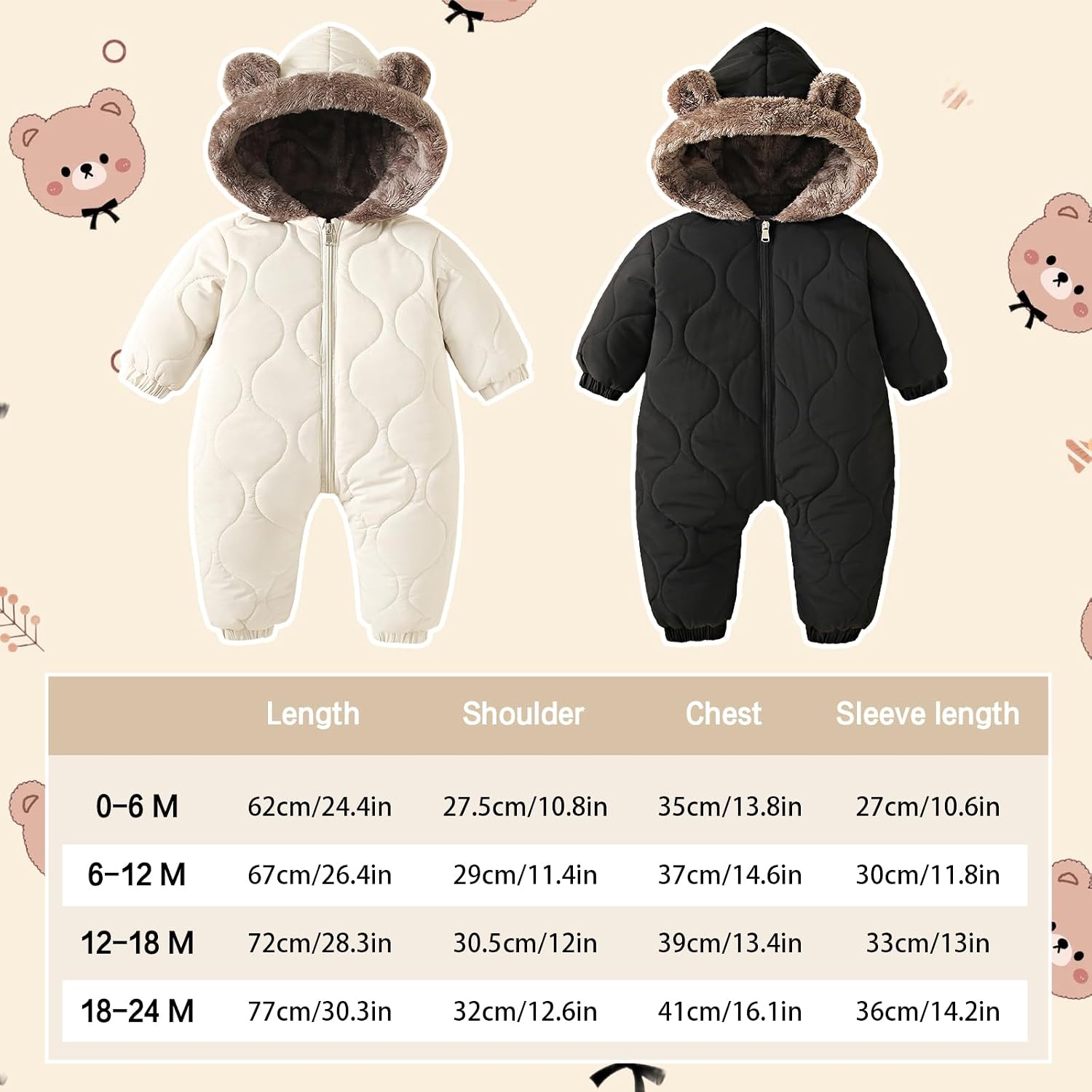 Thumbnail 6 de Yanmucy Baby Snowsuit Thick Fleece Warm Baby Coat Winter Jumpsuit – 0-24 Months