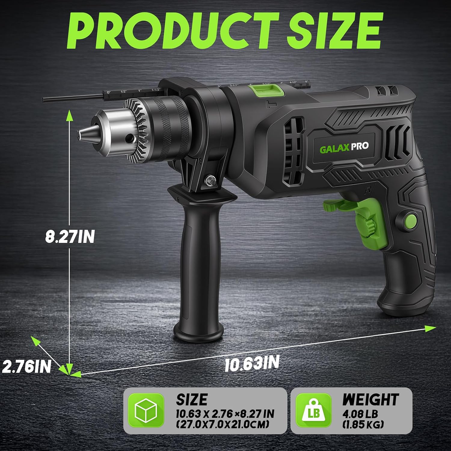 Detalle 2 de GALAX PRO 57325 Corded Hammer Drill, 4.5 A, 1/2-Inch Metal Chuck