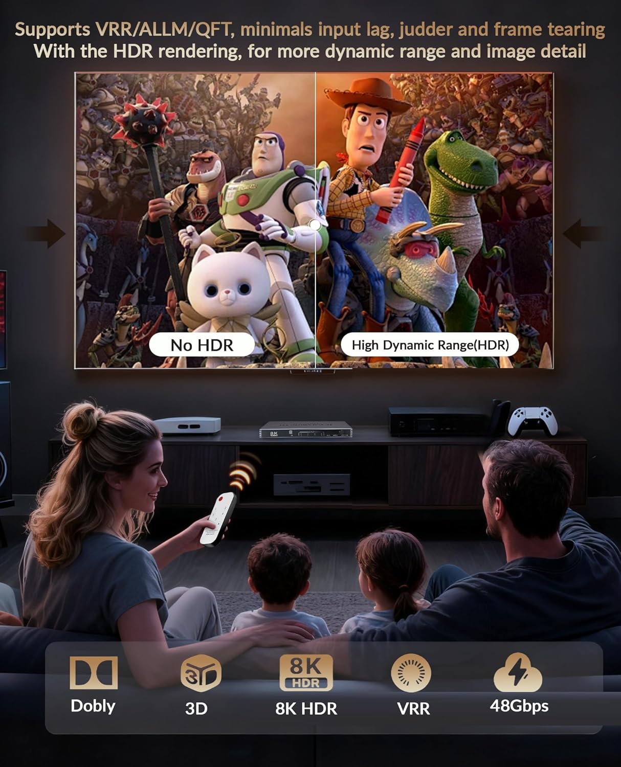 Thumbnail 5 de HDMI Splitter 4K 240Hz 4-in-1 Out mit Fernbedienung – 8K60Hz HDMI2.1