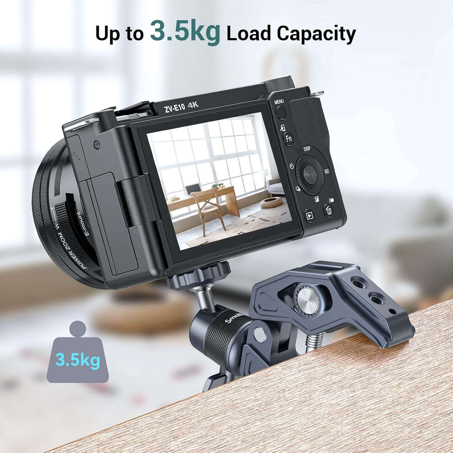 Detalle de SMALLRIG 4102B superklem met balhoofd, actiecamera-adapter en 1/4"-20-aansluiting