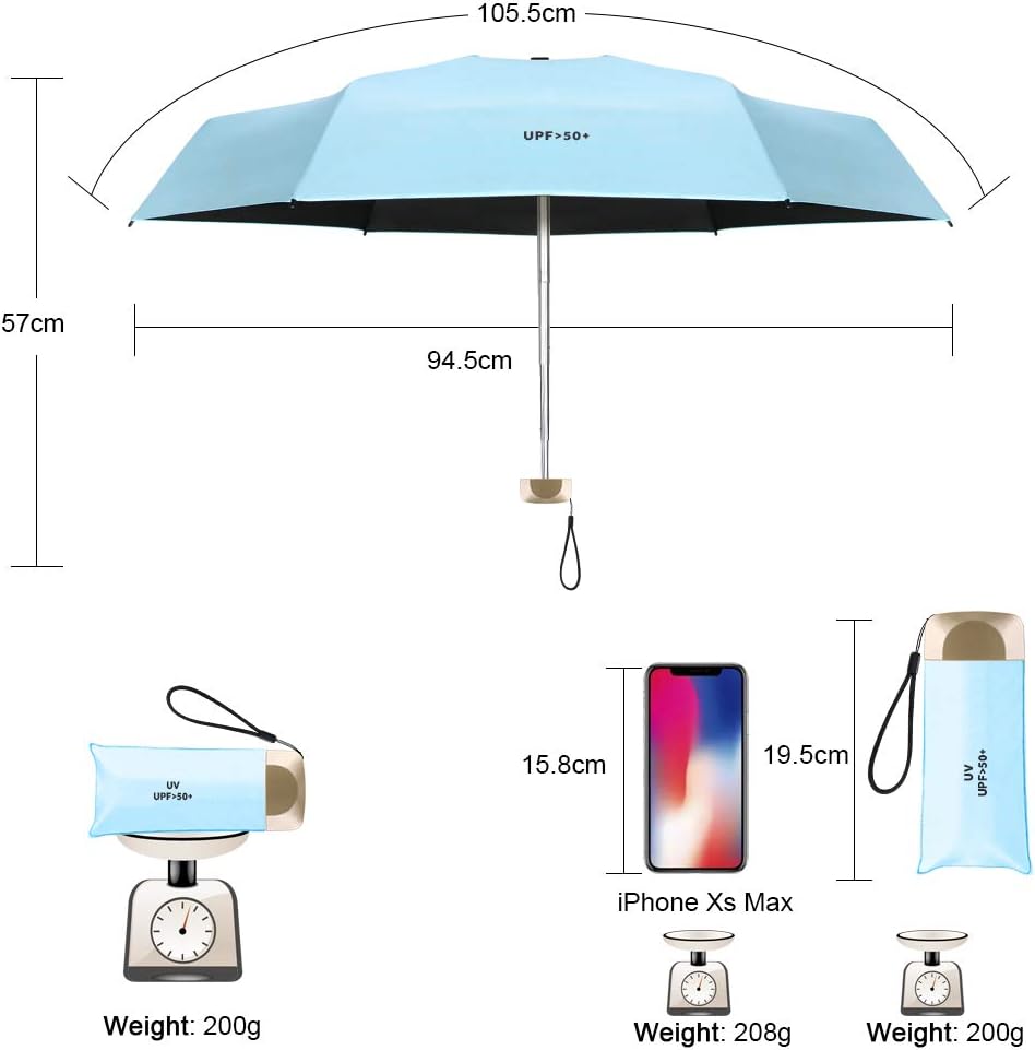 Detalle de Vicloon Ombrello Portatile pieghevole compatto anti-tempesta (UPF > 50+) da borsa