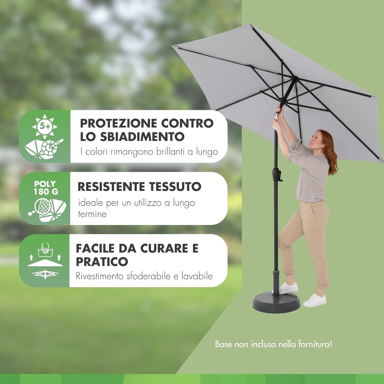 Thumbnail 4 de Doppler Parasole Jack 250cm grigio chiaro – ombrellone con manovella, inclinabile per balcone e giardino