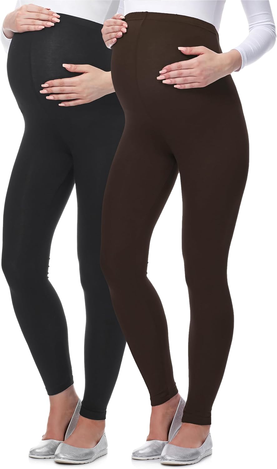 Detalle 2 de Lot de 2 leggings de grossesse Be Mammy en viscose opaques