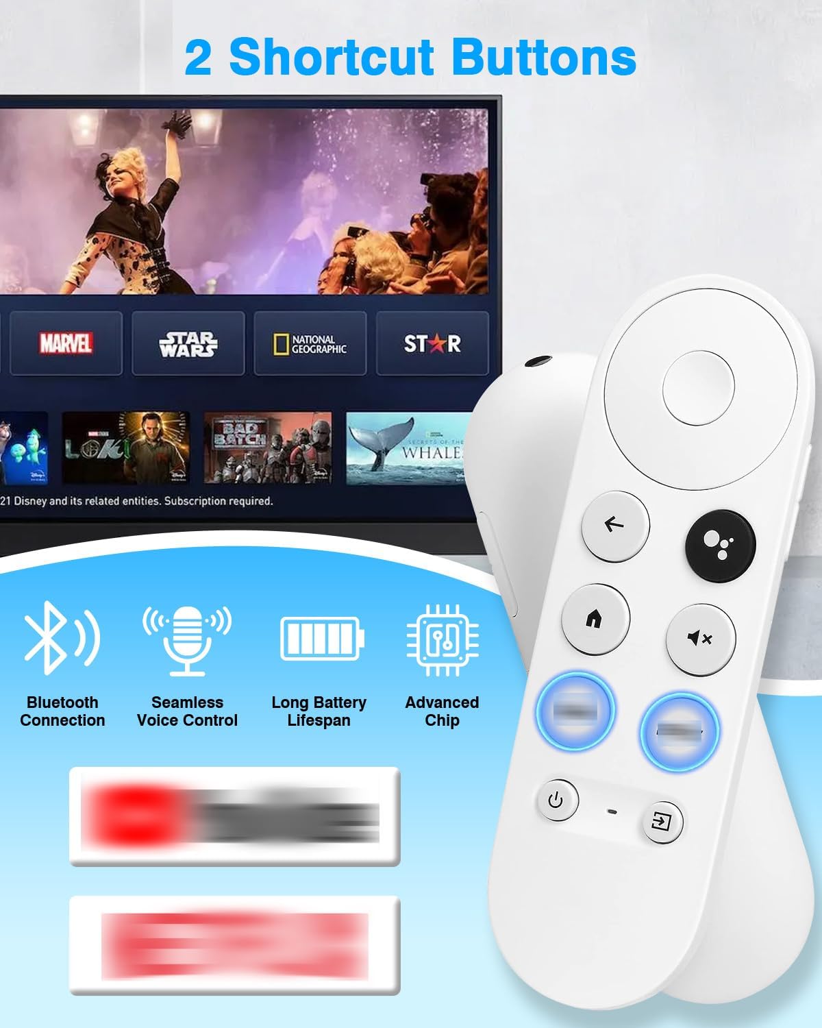 Detalle de Replacement Voice Remote for Google Chromecast Snow Series (HD/4K) with Voice Control