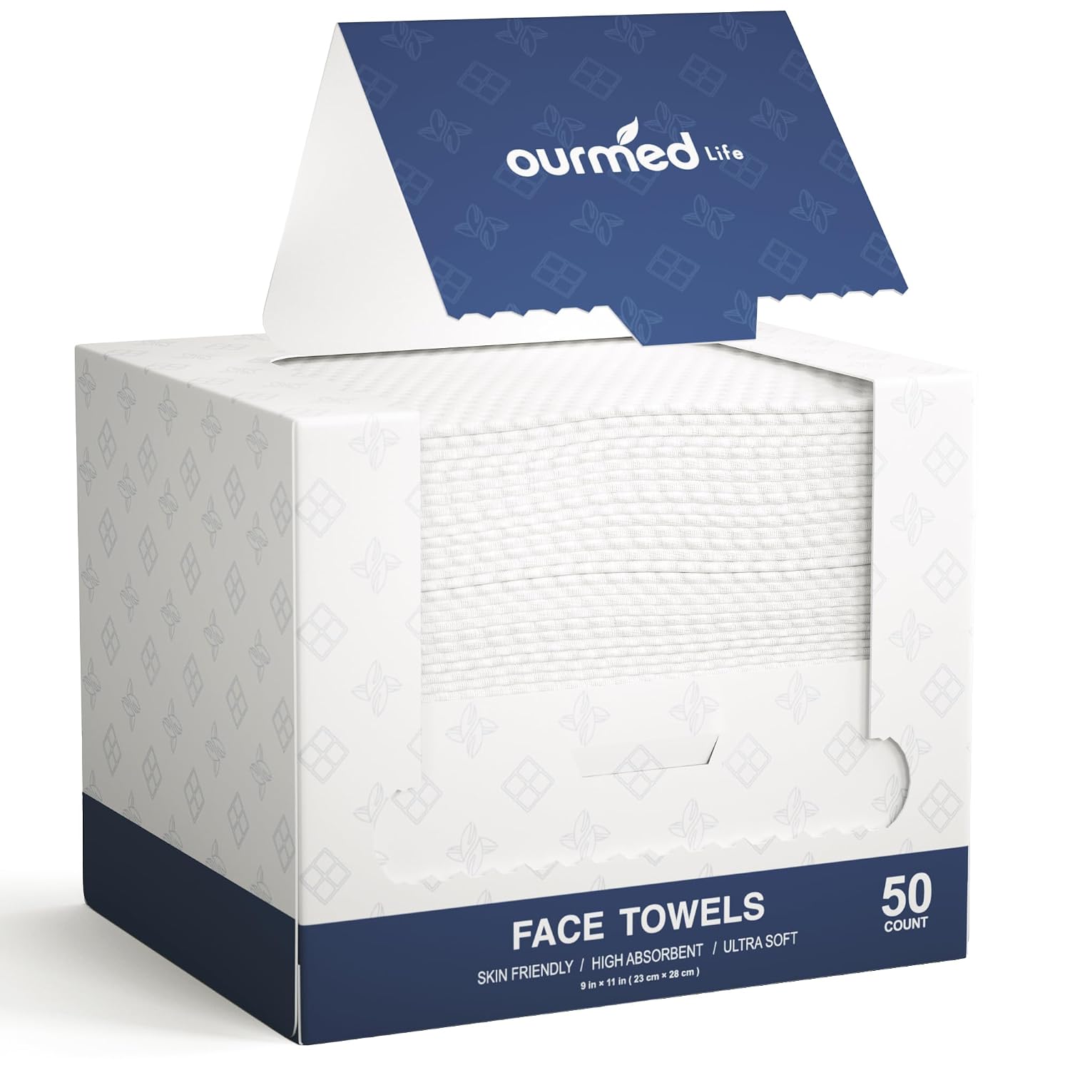 Imagen de Ourmed Life Face Towels: 11x9 Disposable Towelettes, Ultra-Soft, Thickened, Lint-Free for Sensitive Skin (50 Count) en OfertitasTOP