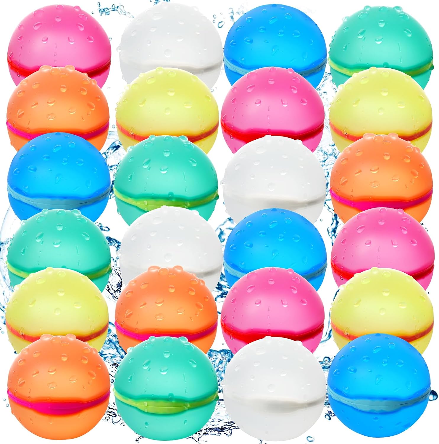 Detalle 1 de Reusable Water Balloons with Magnetic Self-Sealing: 12 Colorful Balloons for Outdoor Water Fun