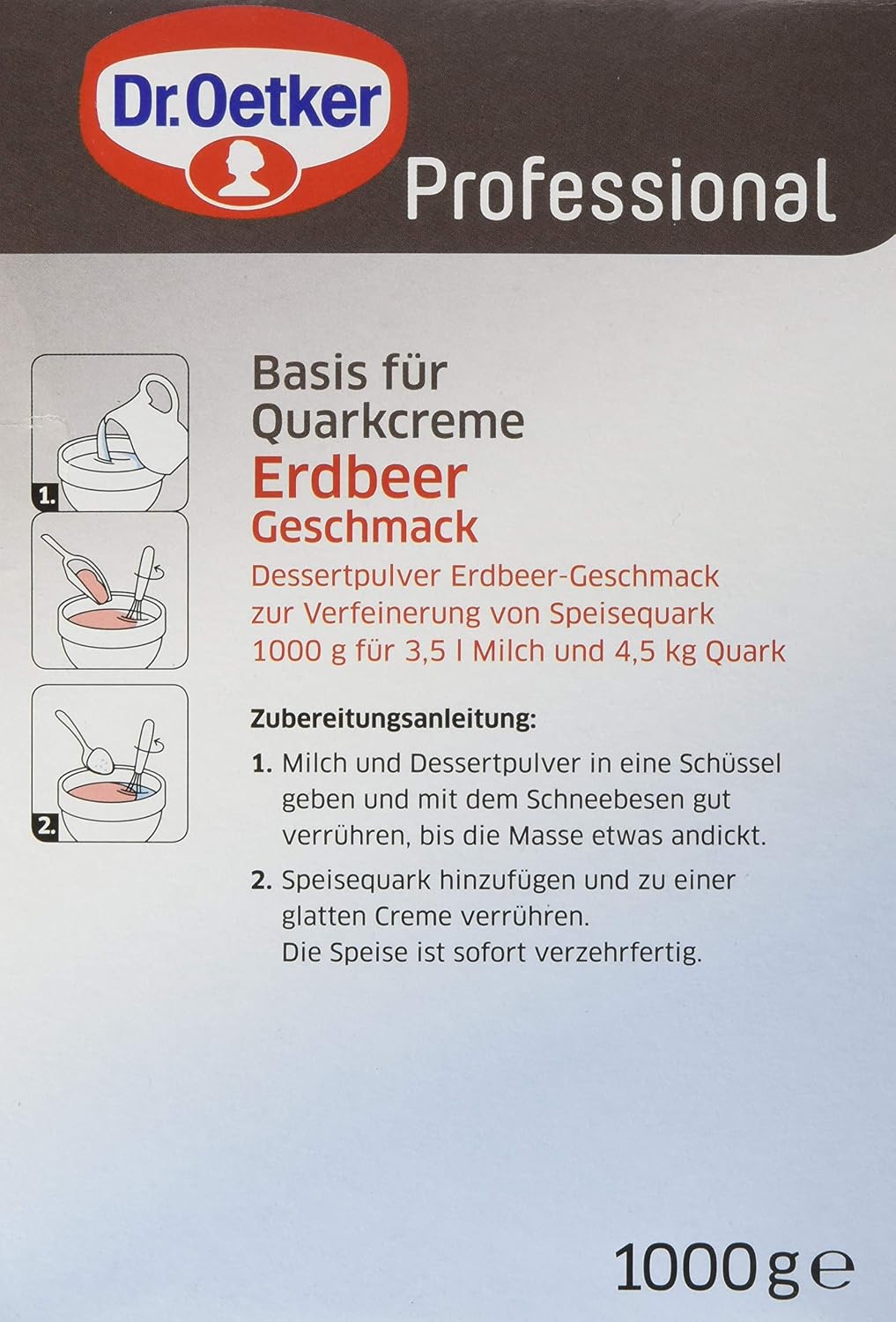 Thumbnail 1 de Dr. Oetker Professional Basis für Quarkcreme mit Erdbeer-Geschmack – Dessertpulver, 1 kg