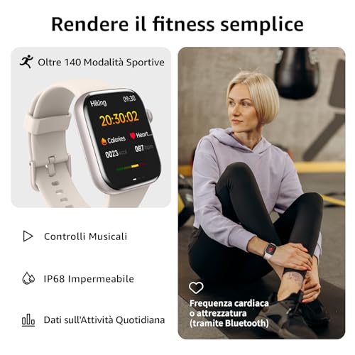 Detalle de AcclaFit Smartwatch Uomo Donna 1.85": 140 modalità, chiamate, SpO2, sonno e IP68