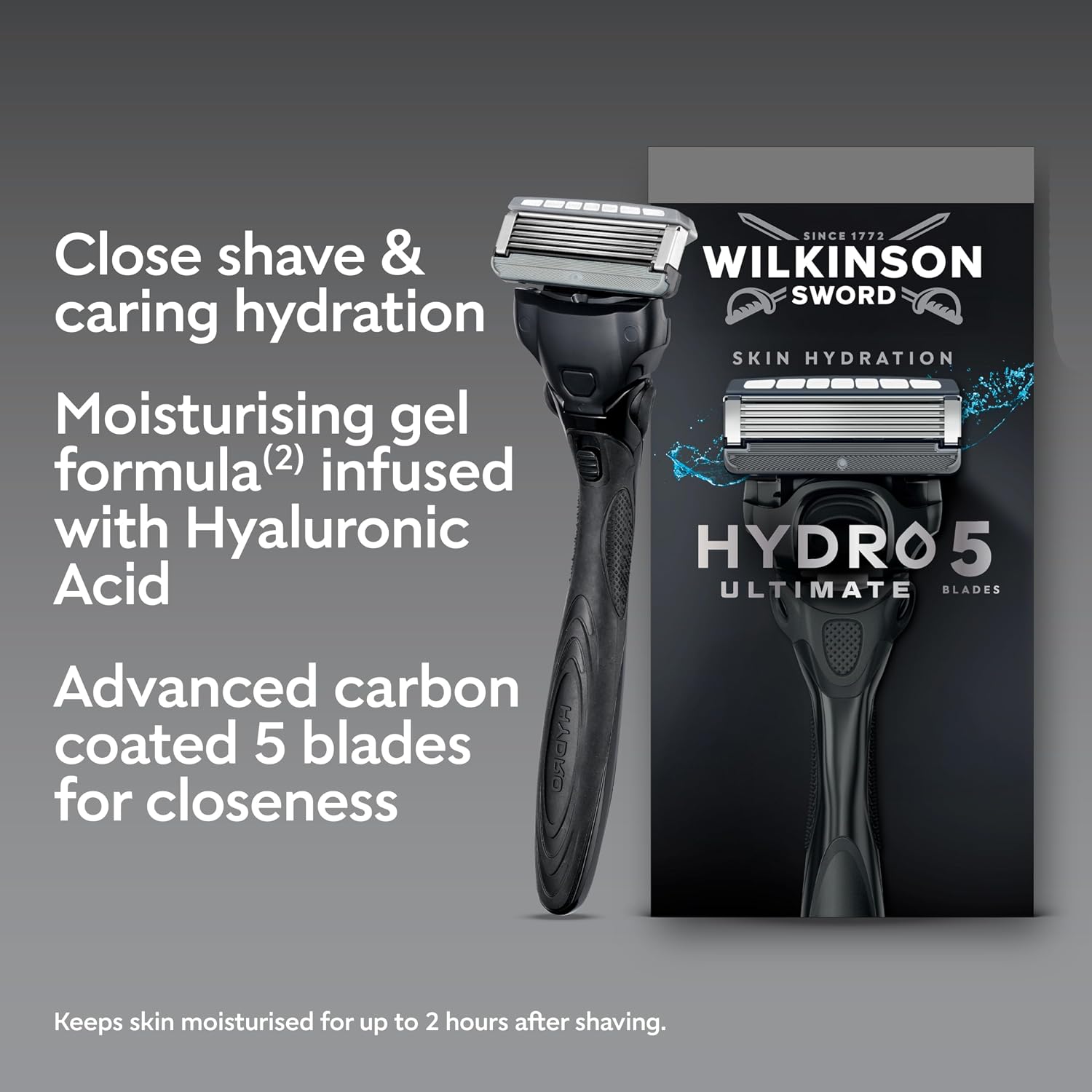 Detalle de Wilkinson Sword Hydro 5 Ultimate Razor for Men with Hyaluronic Acid and Carbon-Coated Blades