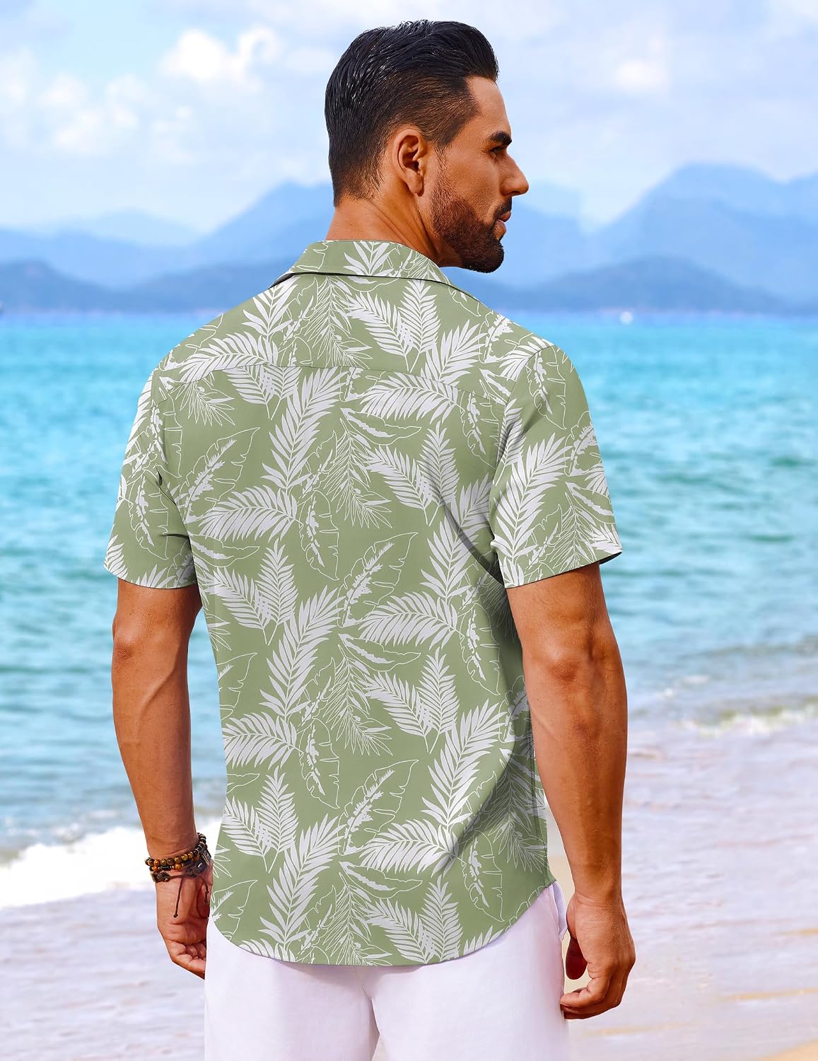 Detalle 1 de COOFANDY Men's Hawaiian Shirt, Short-Sleeve Button-Down with Tropical Print