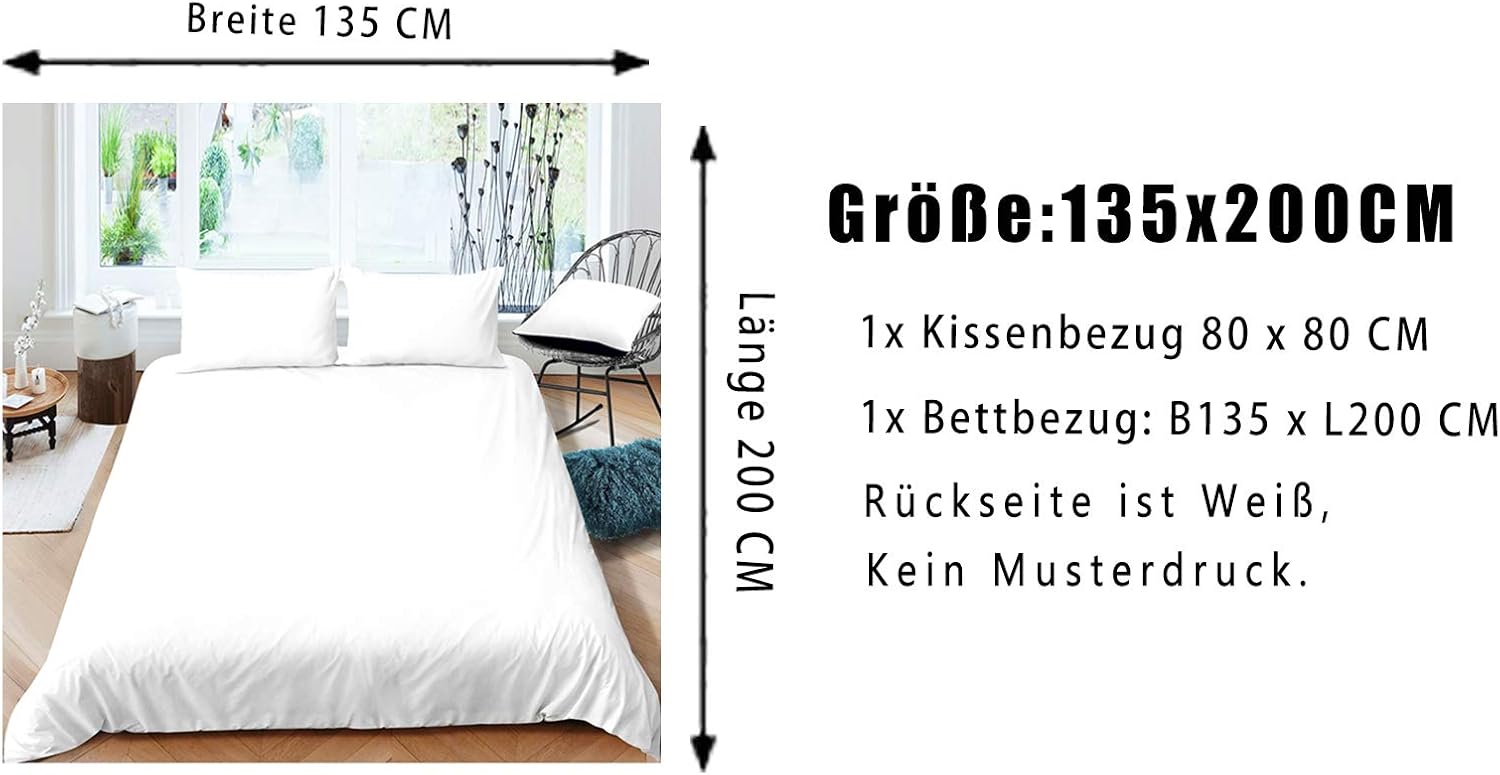 Thumbnail 5 de Homemissing Weißes Pferd Bettwäsche-Set für Kinder, 135x200 cm – Mikrofasern, 3D Druck, pflegeleicht