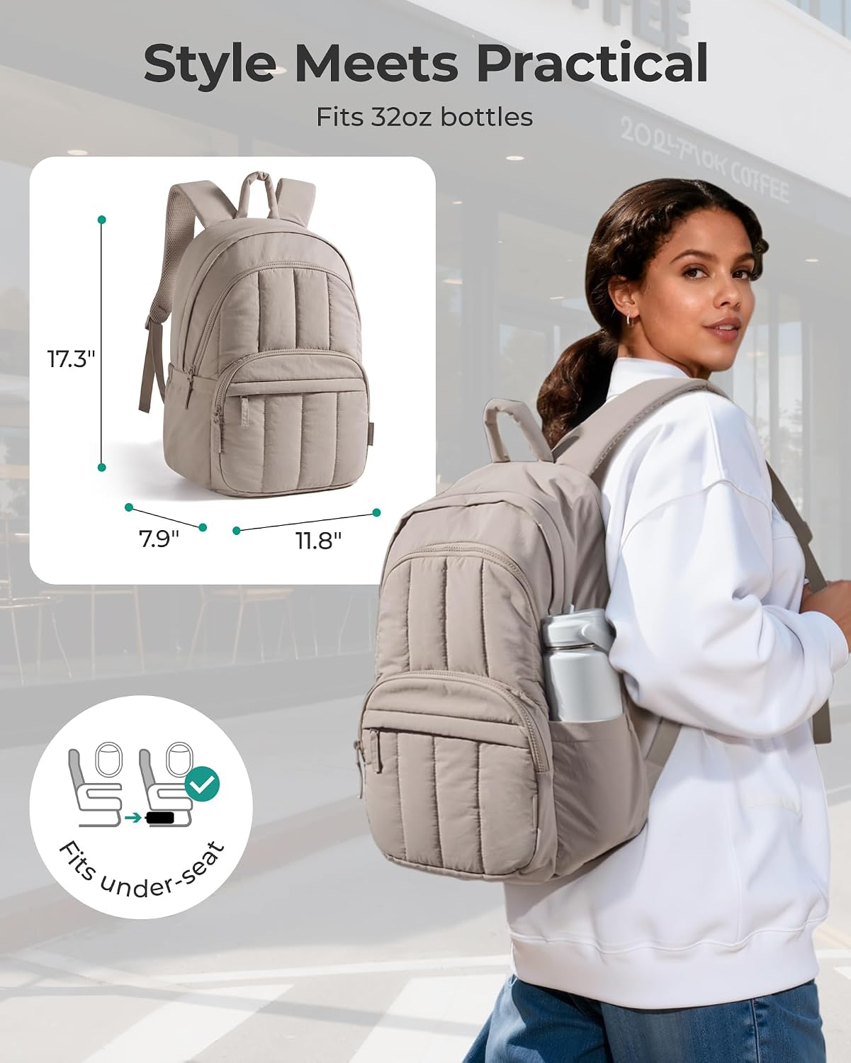Thumbnail 4 de BAGSMAT Quilted Laptop Backpack 15"