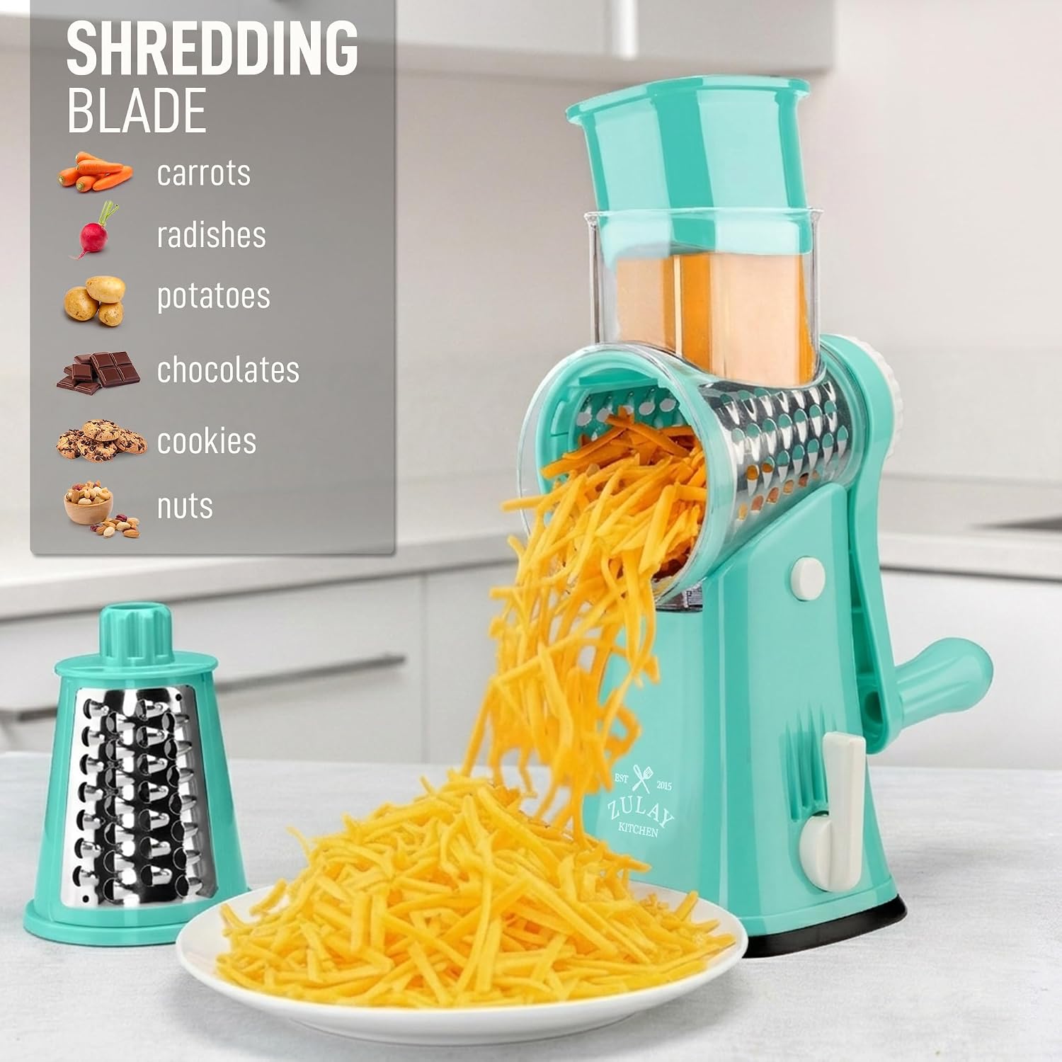 Detalle de Zulay rotary cheese grater with 5 blades
