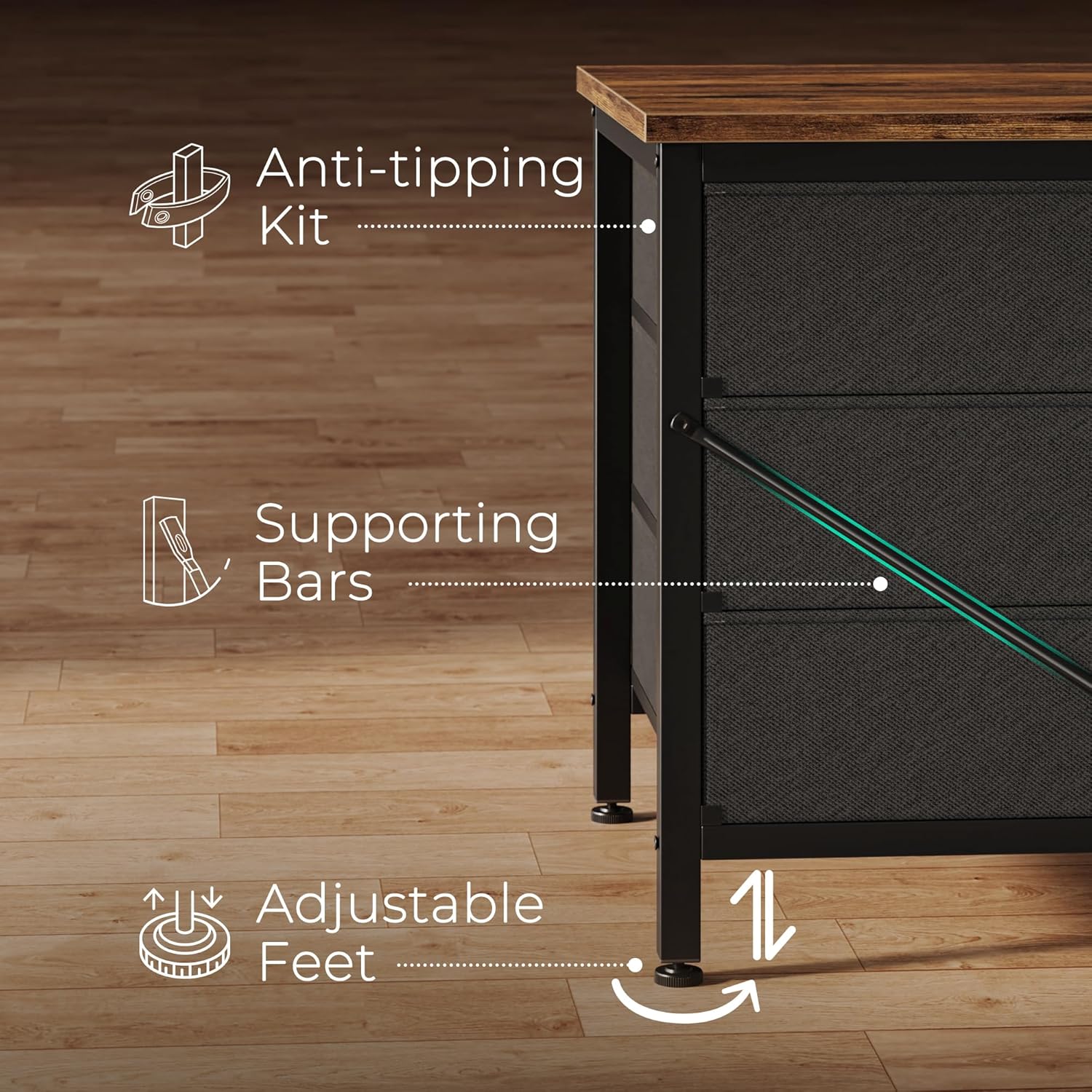 Thumbnail 6 de Huuger 63 Inch Dresser with 9 Drawers — TV Stand