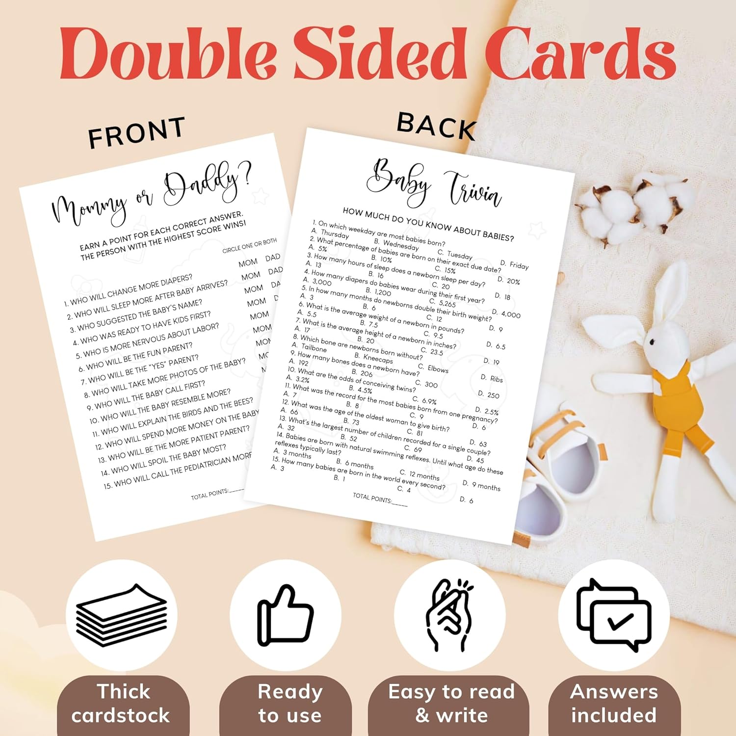 Thumbnail 2 de WOODAMORE Funny Baby Shower Games Bingo Set 🎲