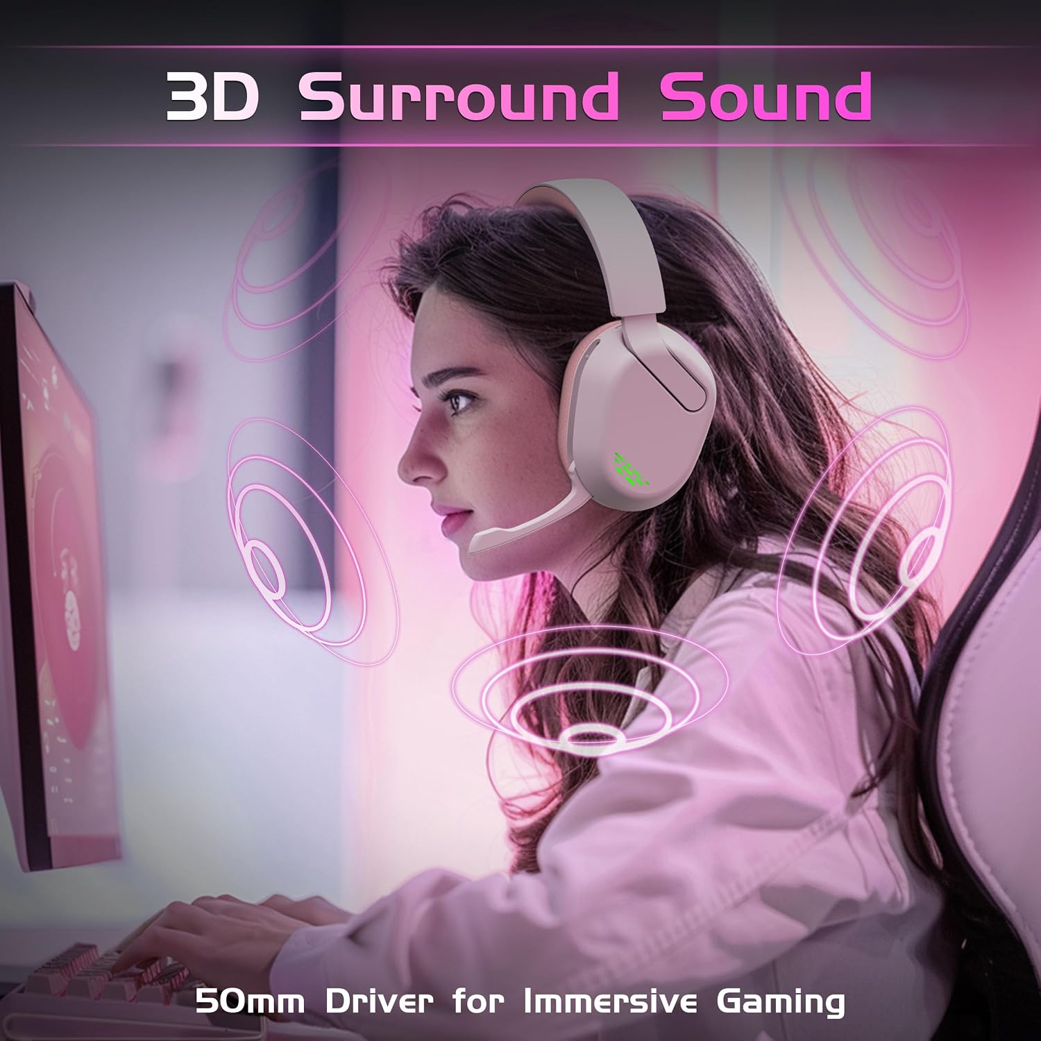 Detalle 2 de Gvyugke 560 Wireless Gaming Headset, 50mm Drivers, Bluetooth 5.3