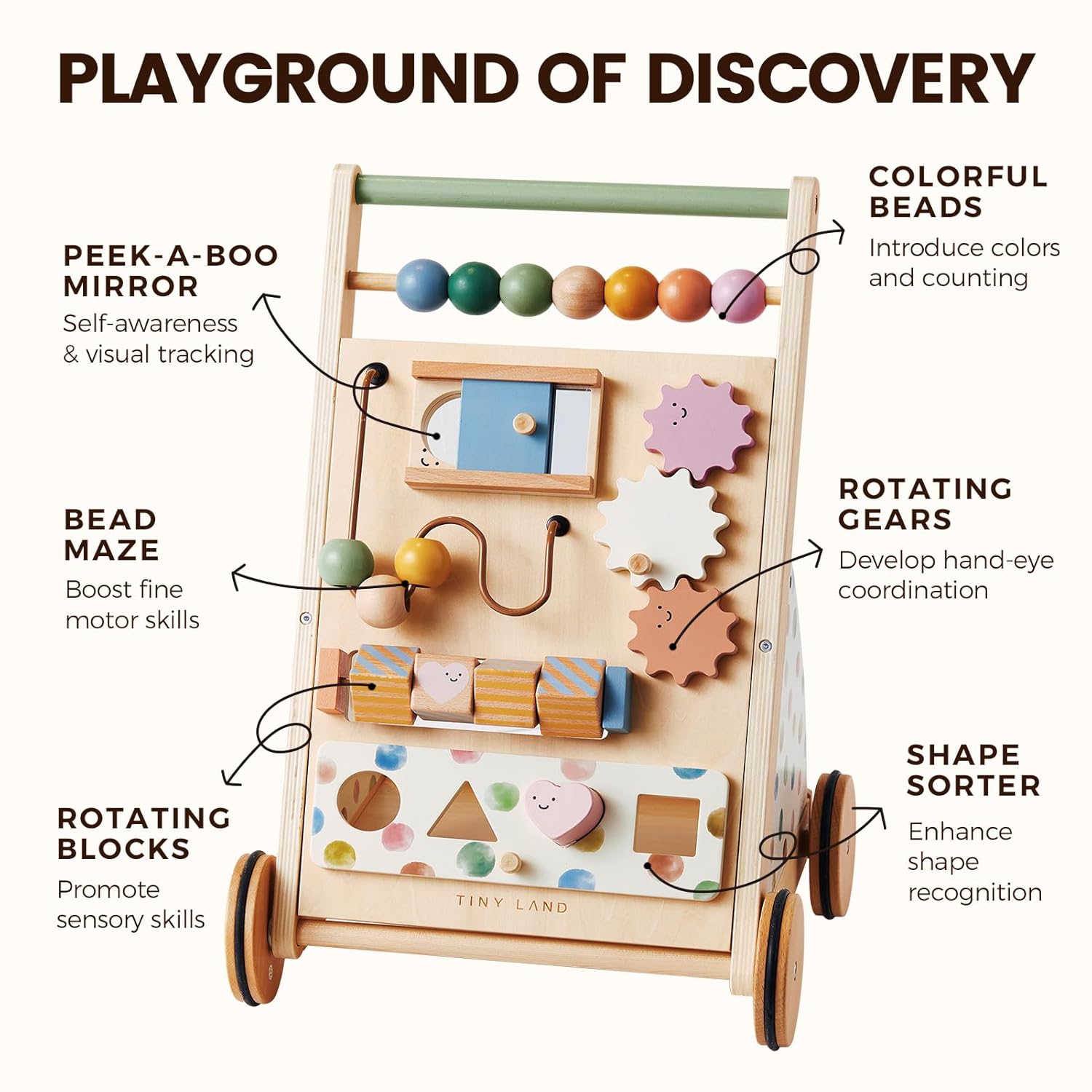 Thumbnail 3 de Tiny Land Wooden Baby Walker 🚼