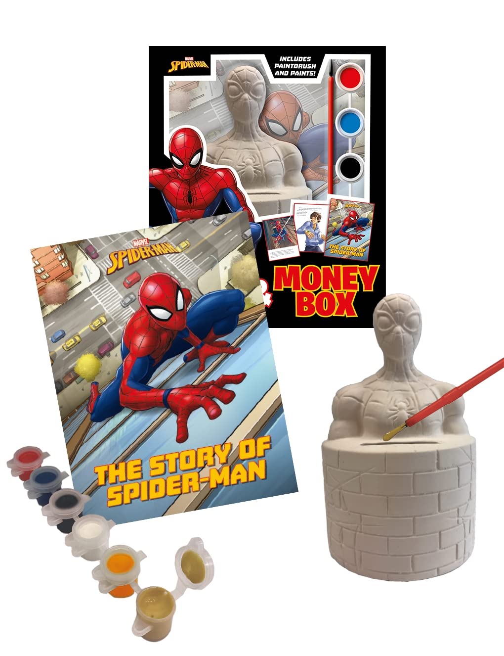 Detalle 2 de Marvel Spider-Man: Story Book & Money Box – książka dla dzieci ze skarbonką