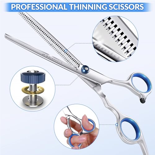 Thumbnail 6 de Gimars Ciseaux de toilettage professionnels pour chiens 4CR – lame titane, pointe ronde, 17,8 cm